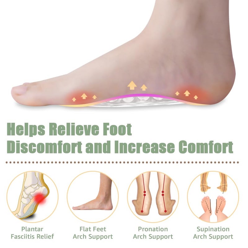 Skyfoot Arch Support Inserts for Flat Feet  Plantar Fasciitis  Arch Insoles for Foot Pain and Pressure Relief - 3 Pairs (Crystal) - Image 2